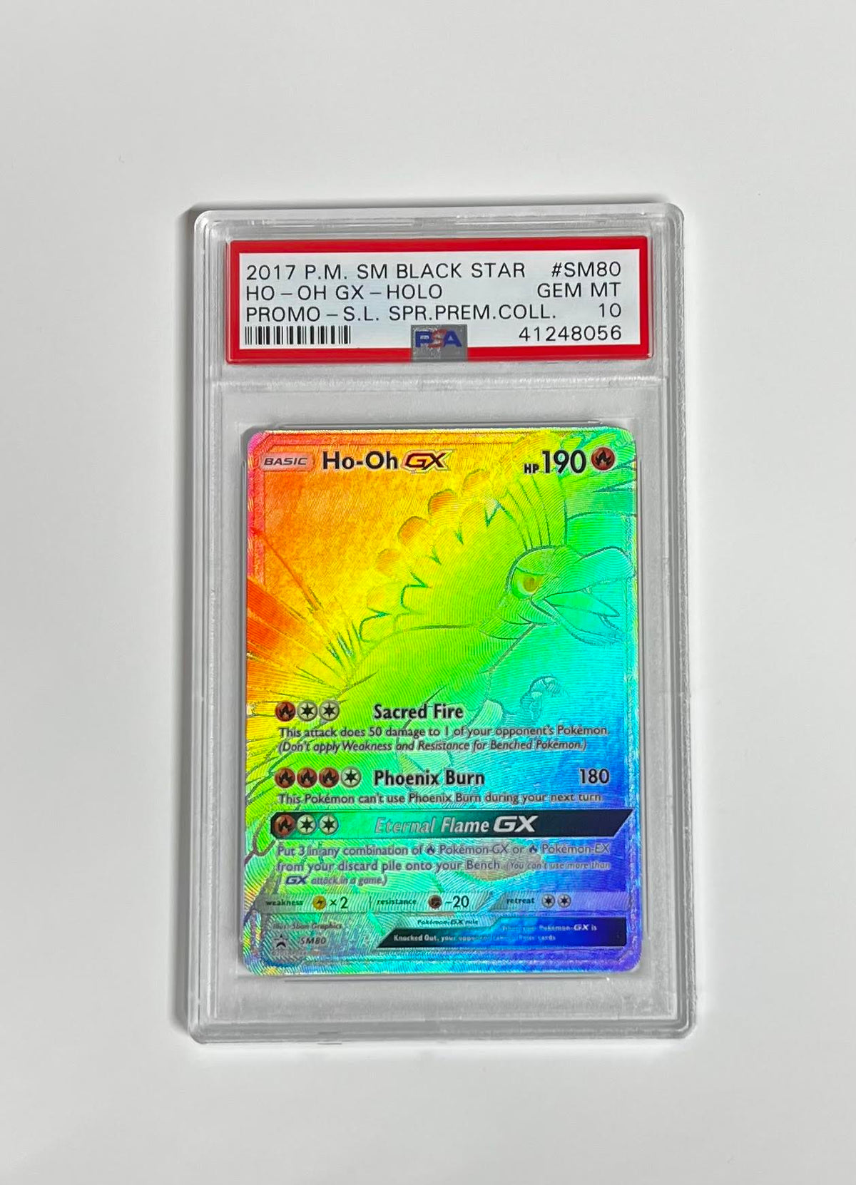FA/HO-OH GX PROMO-S.L. SPR.PREM.COLL. 2017 POKEMON SM BLACK STAR PROMO PSA GEM MT 10