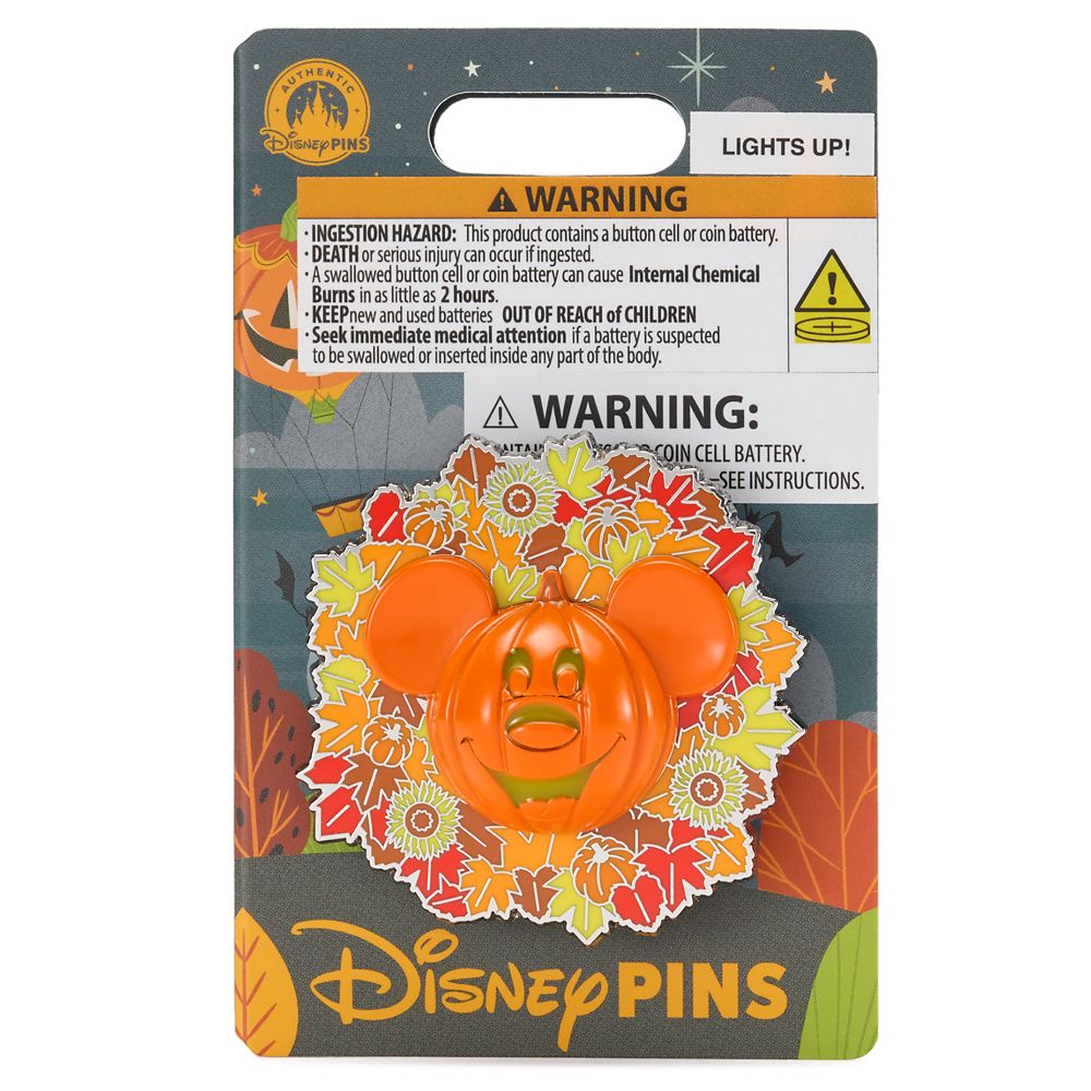 Disney Pin - Mickey Mouse Light-Up Jack-o'-Lantern Wreath