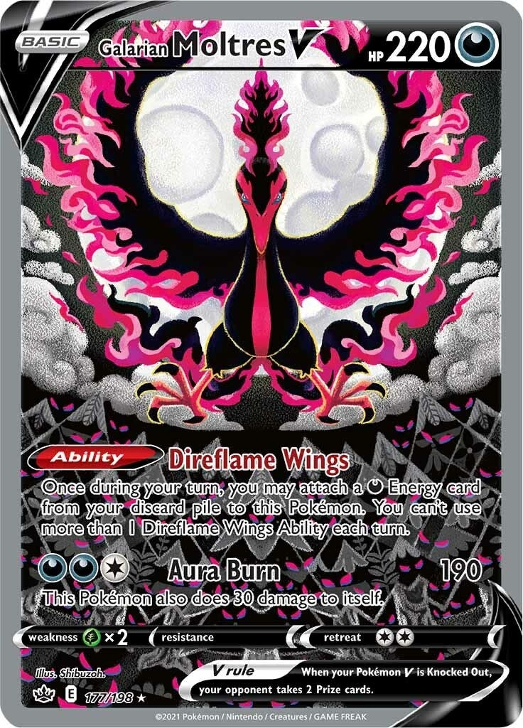 Galarian Moltres V (Alternate Full Art) (177/198) (SWSH06)