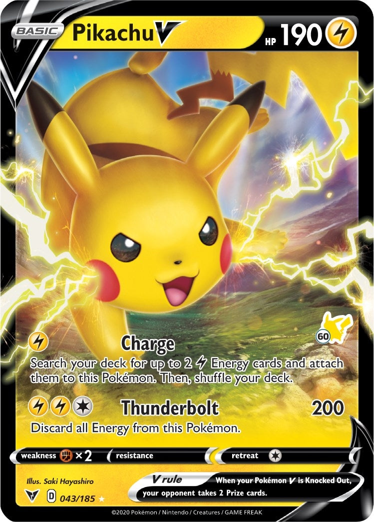 Pikachu V - 043/185 (#60 Pikachu Stamped) (043/185) (BA22)