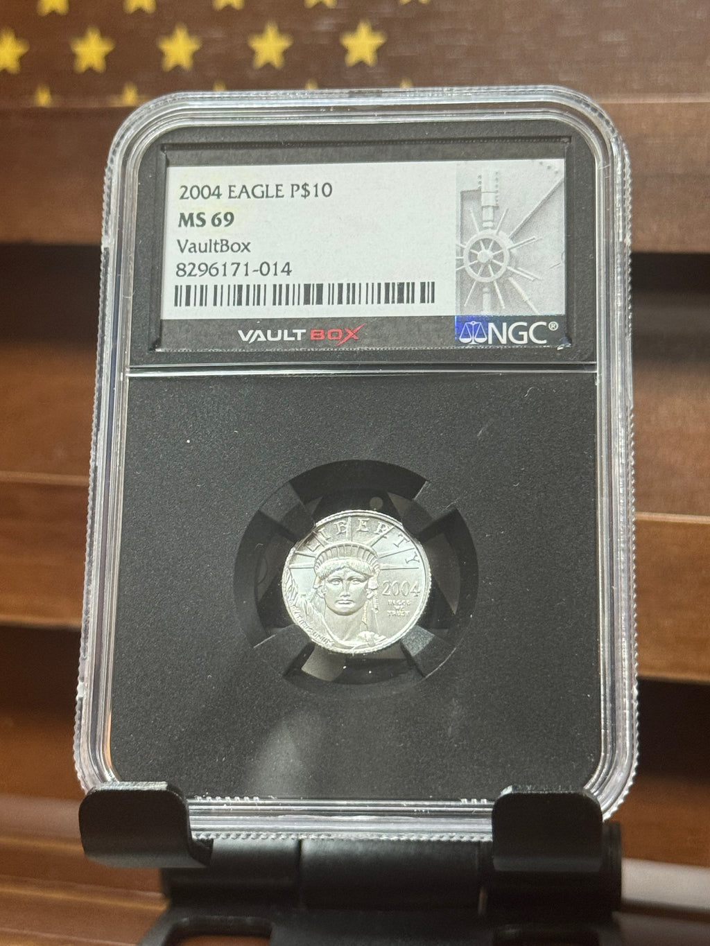 2004 American Platinum Eagle – 1/10 oz ($10) NGC MS69 – Vault Box Black Core
