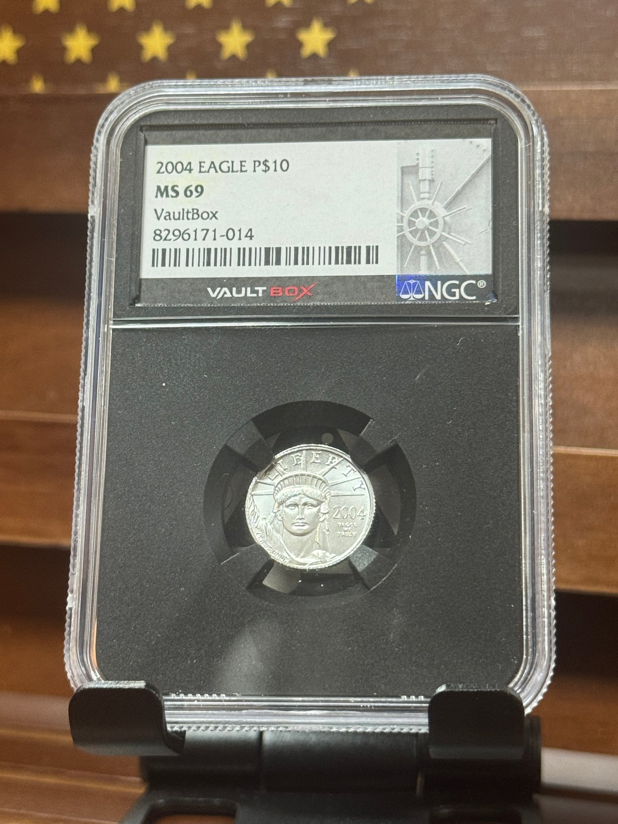 2004 American Platinum Eagle – 1/10 oz ($10) NGC MS69 – Vault Box Black Core