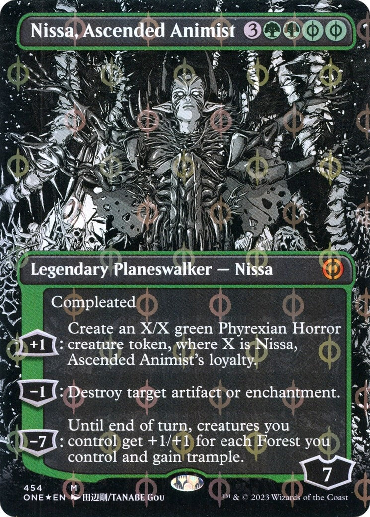 Nissa, Ascended Animist (Borderless) (Step-and-Compleat Foil) (454) (ONE)