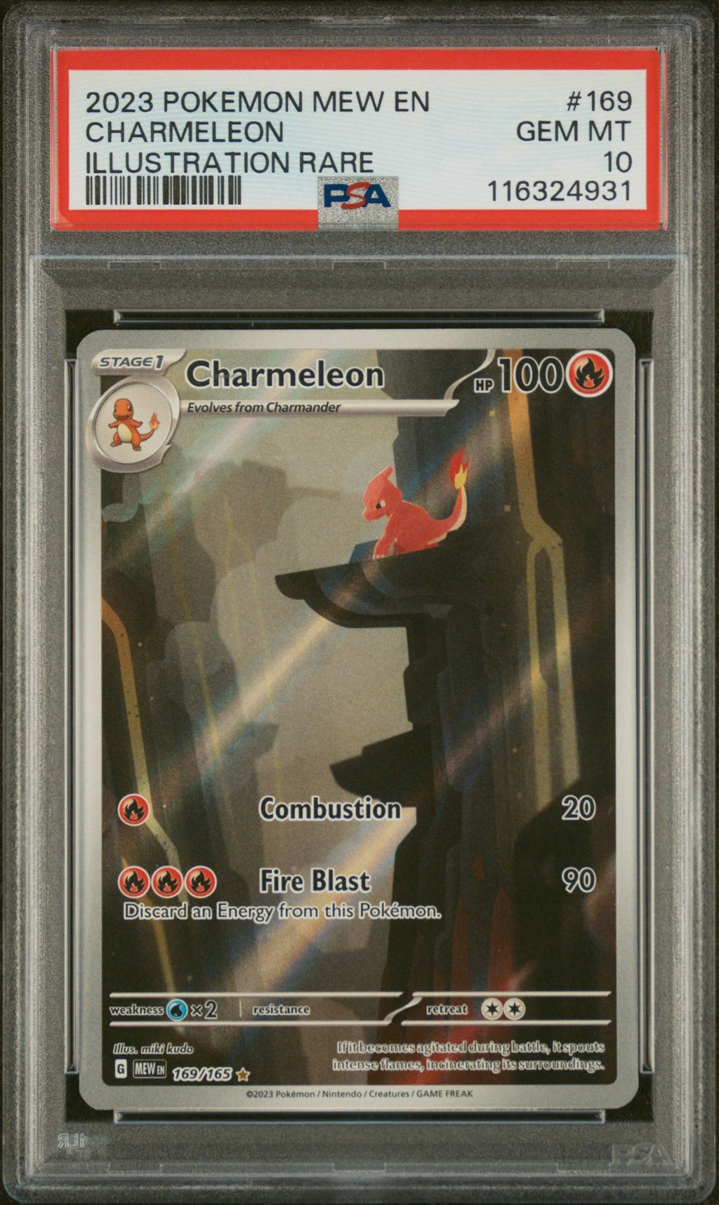 CHARMELEON ILLUSTRATION RARE 2023 POKEMON MEW EN-151 PSA GEM MT 10
