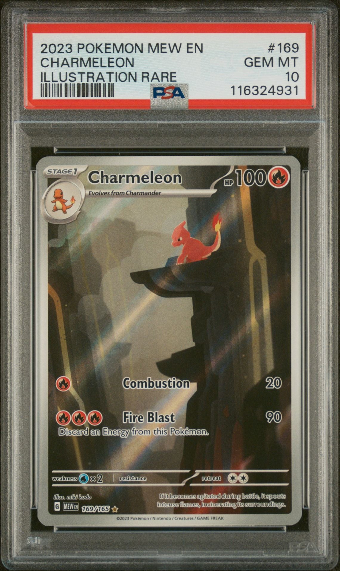 CHARMELEON ILLUSTRATION RARE 2023 POKEMON MEW EN-151 PSA GEM MT 10
