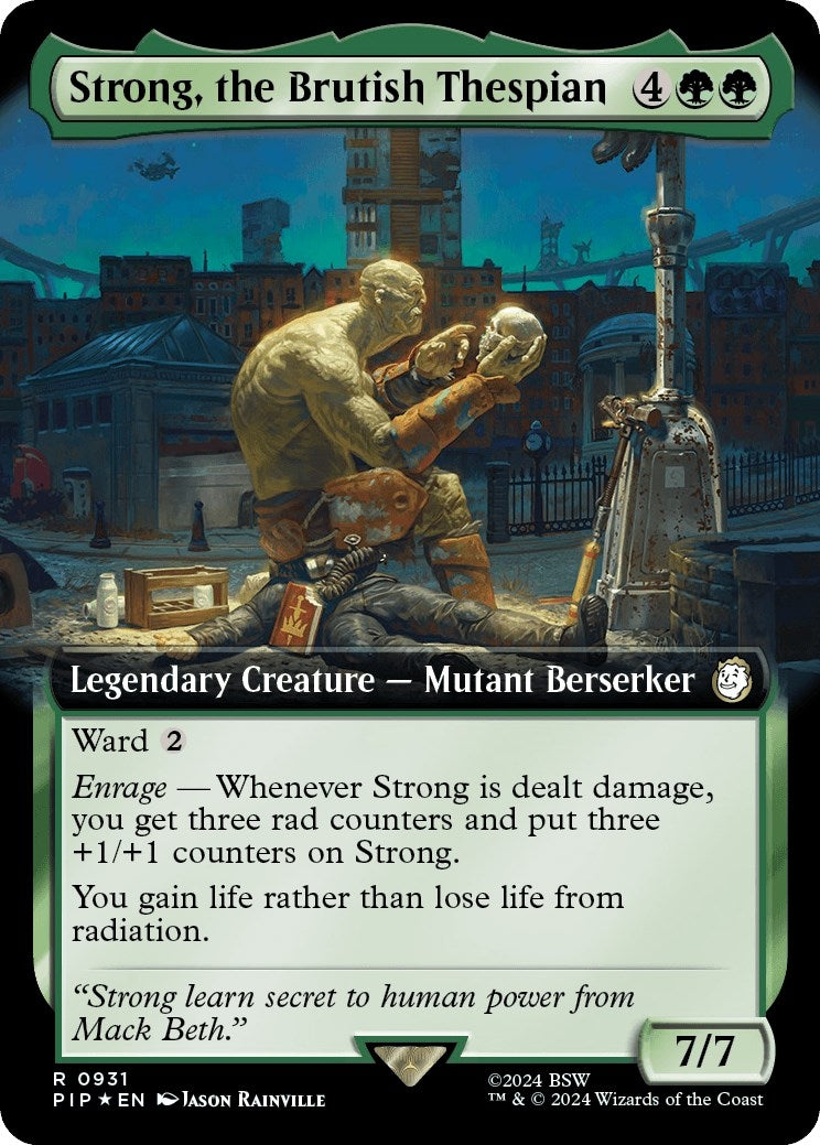 Strong, the Brutish Thespian (Extended Art) (Surge Foil) (931) (PIP)