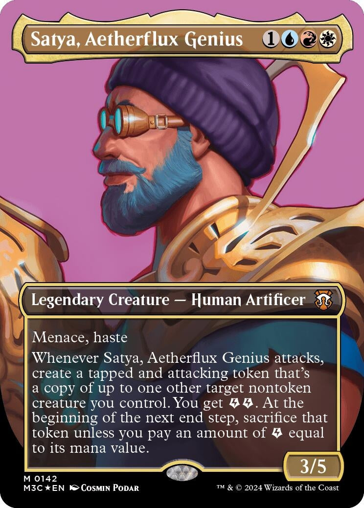 Satya, Aetherflux Genius (Borderless) (Ripple Foil) (142) (M3C)