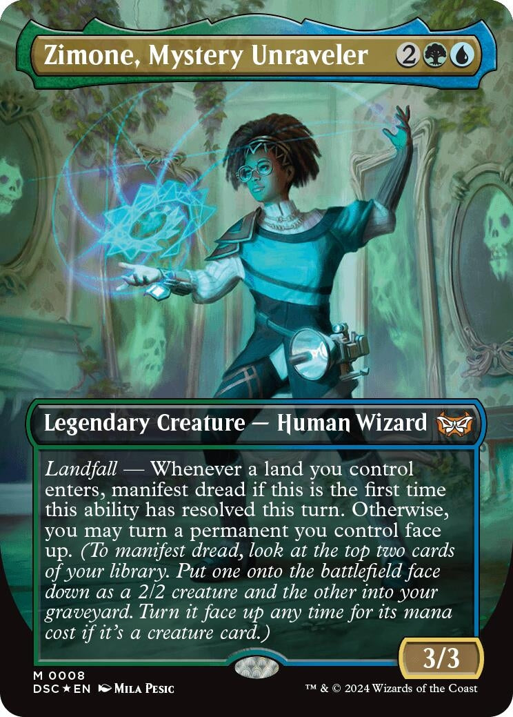 Zimone, Mystery Unraveler (Borderless) (8) (DSC)