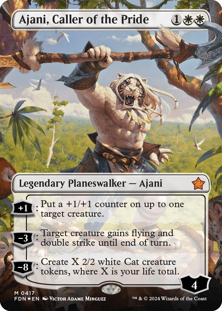 Ajani, Caller of the Pride (Borderless) (Mana Foil) (417) (FDN)