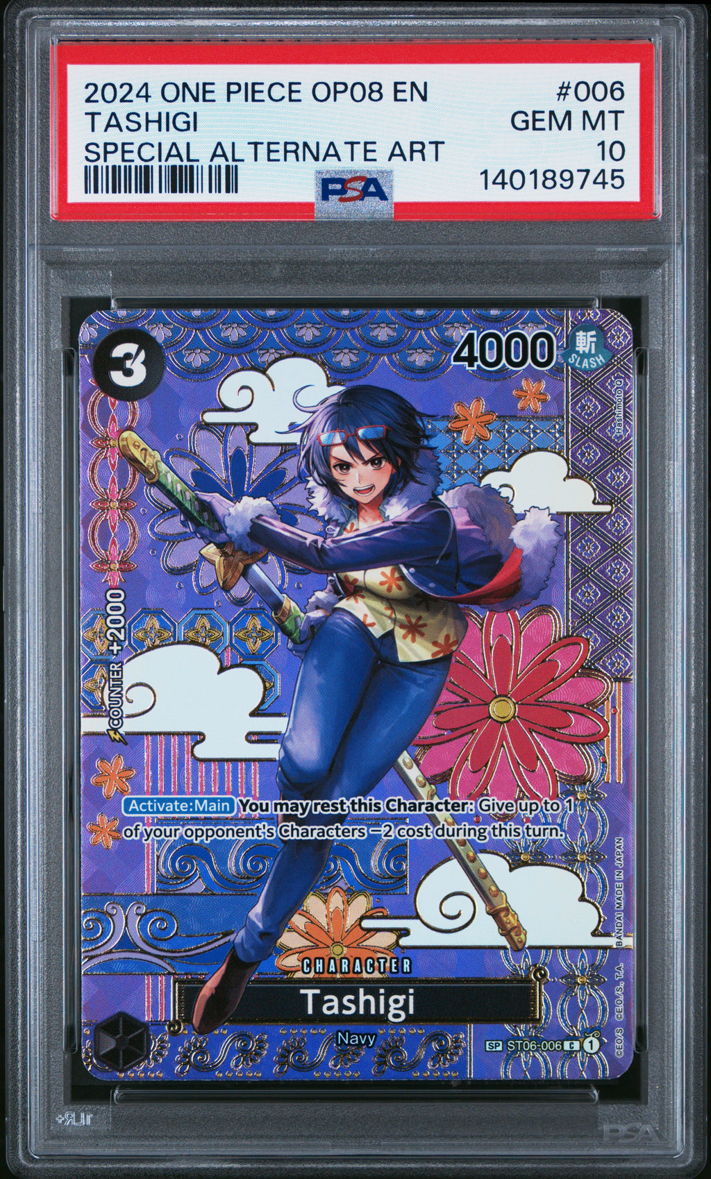 Tashigi Special Alternate Art One Piece Op08-Two Legends 006 NM PSA 10