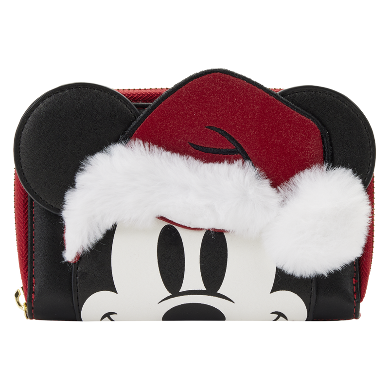 Loungefly Glitter Mickey Santa Zip Around Wallet - Disney