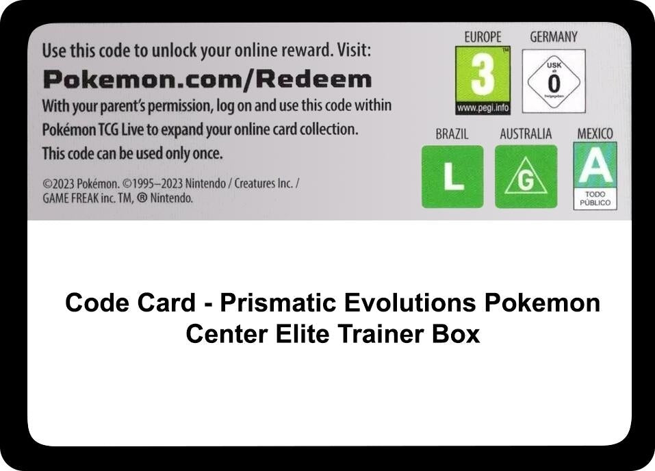 Code Card - Prismatic Evolutions Pokemon Center Elite Trainer Box (PRE)