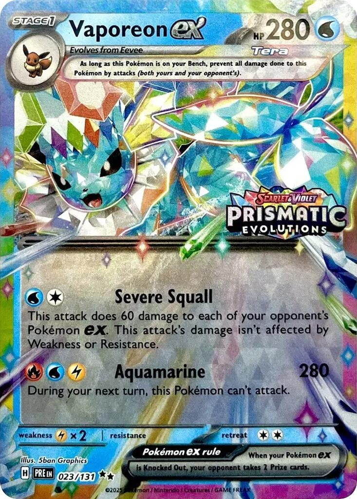 Vaporeon ex - 023/131 (Prismatic Evolutions Stamp) (023/131) (MCAP)
