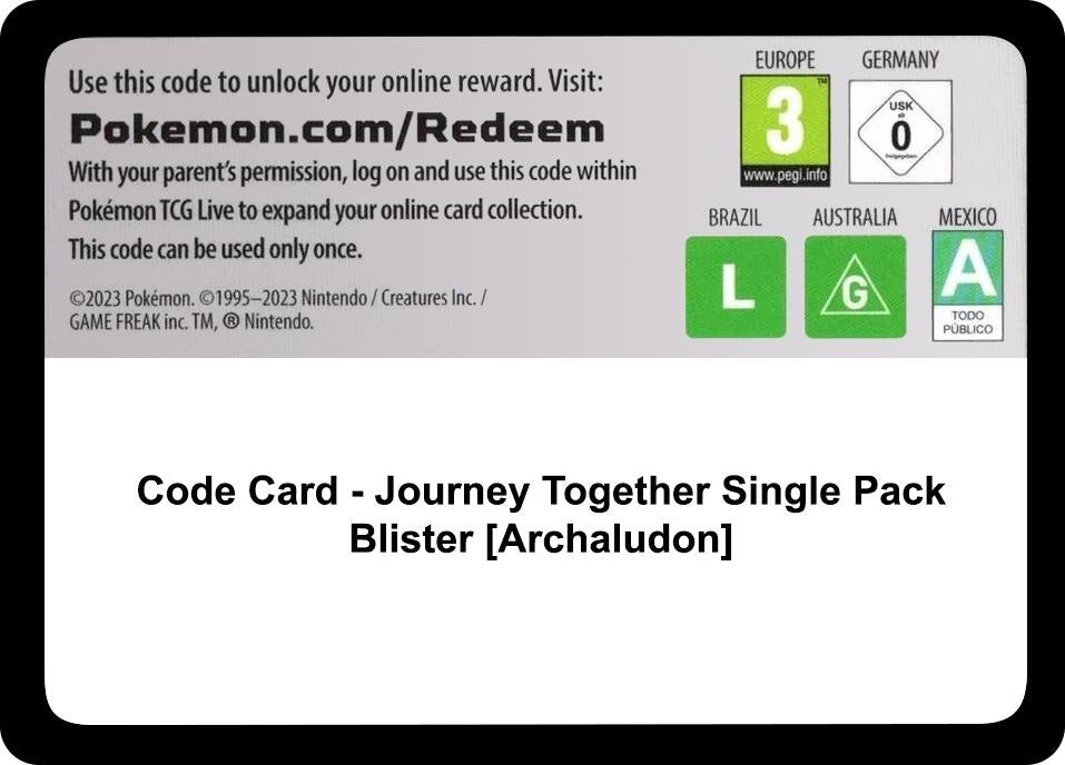 Image for Code Card - Journey Together Single Pack Blister [Archaludon] (JTG) - Pokemon