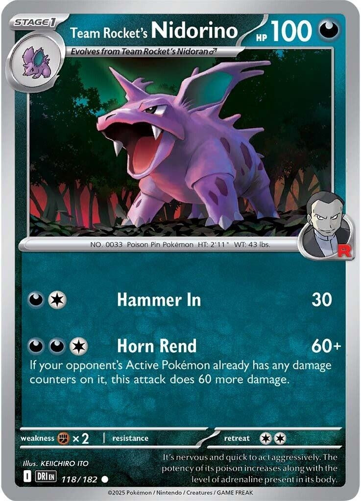 Team Rocket's Nidorino (118/182) (DRI)