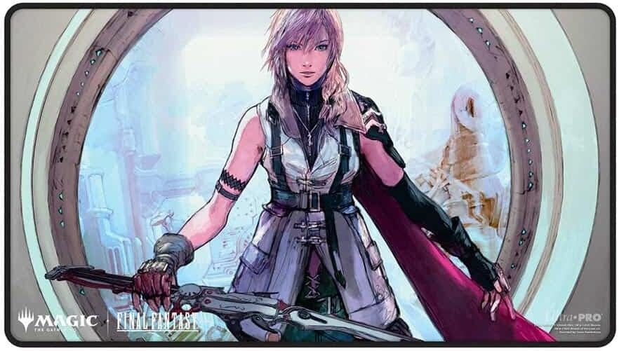 FINAL FANTASY Black Stitched Playmat for Magic: The Gathering - Premium Lightning, Army of One