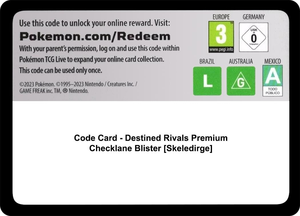 Image for Code Card - Destined Rivals Premium Checklane Blister [Skeledirge] (DRI) - Pokemon