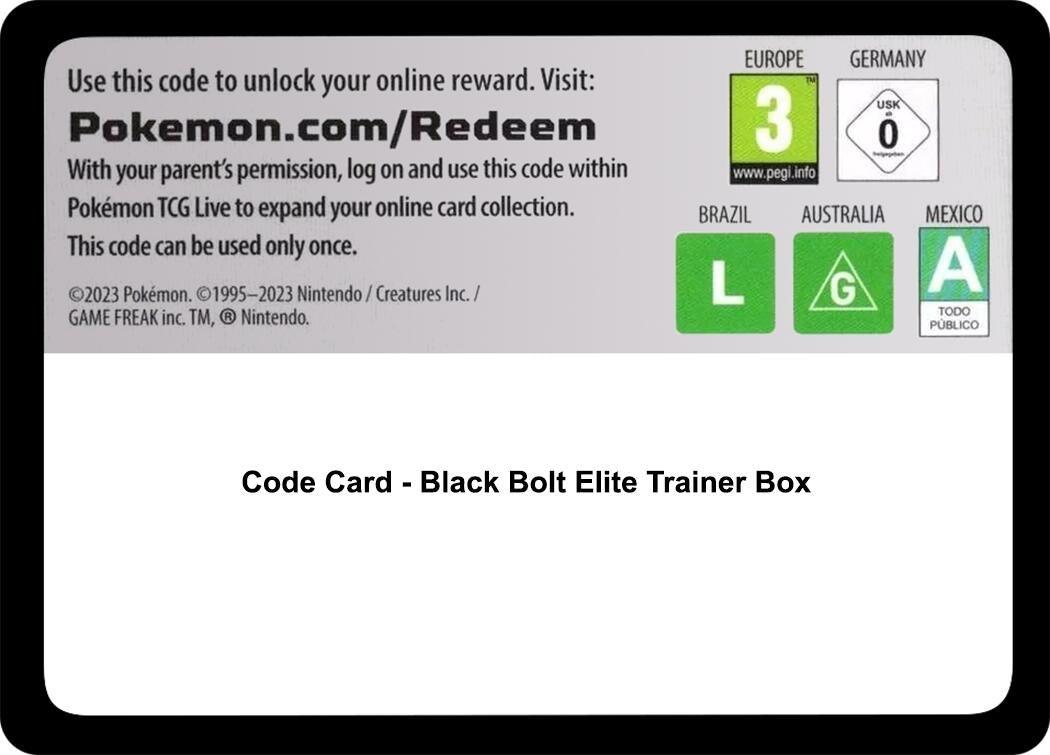 Code Card - Black Bolt Elite Trainer Box (BLK)