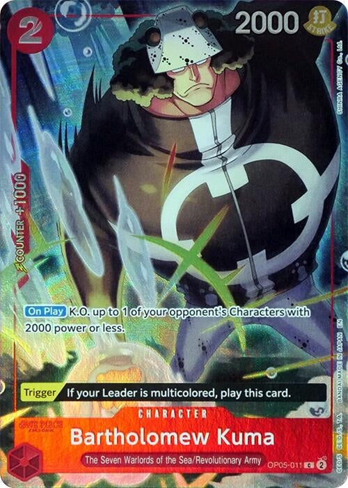 Image for Bartholomew Kuma (Seven Warlords of the Sea Binder Set) (OP05-011) (OP-PR) - One Piece Card Game