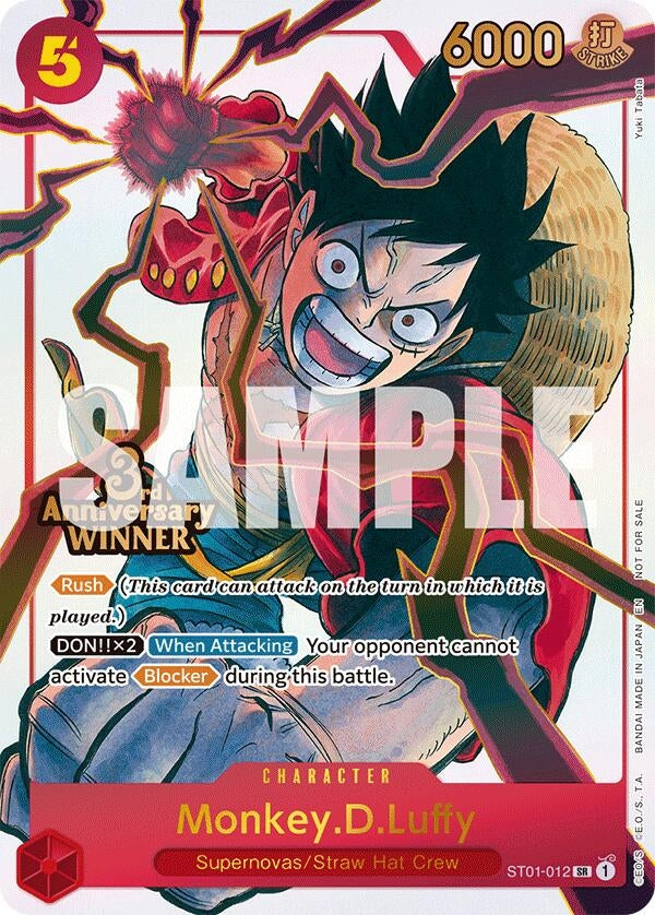 Image for Monkey.D.Luffy - ST01-012 (3rd Anniversary Winner) (ST01-012) (OP-PR) - One Piece Card Game