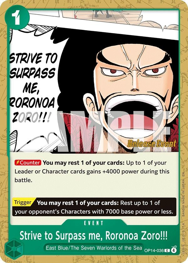Strive to Surpass me, Roronoa Zoro!!! (OP14-036) (OP14 RE)