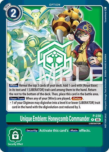 Unique Emblem: Honeycomb Commander (Dawn of Liberator Box Topper) (P-230 P) (D-PR)