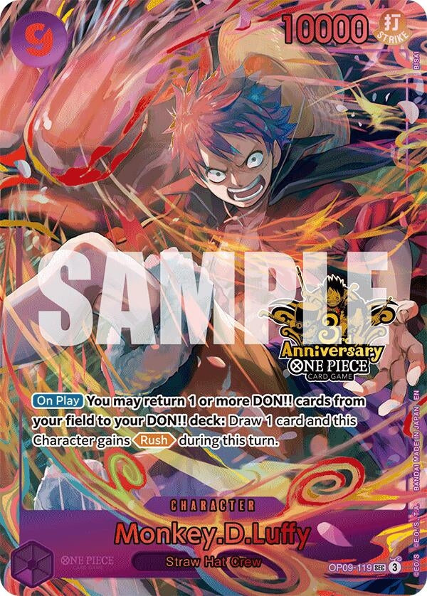 Image for Monkey.D.Luffy (Japanese Version 3rd Anniversary Set) (OP09-119) (OP-PR) - One Piece Card Game