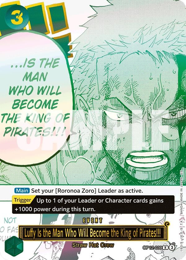 Luffy Is the Man Who Will Become the King of Pirates!!! (Japanese Version 3rd Anniversary Set) (OP12-039) (OP-PR)
