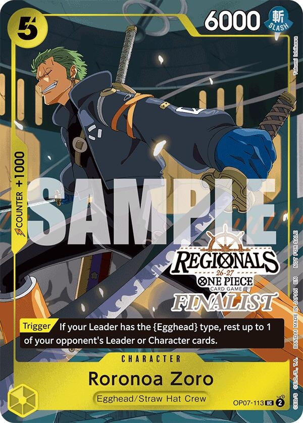 Roronoa Zoro (113) (Regionals Finalist Card Set 26-27) (OP07-113) (OP-PR)