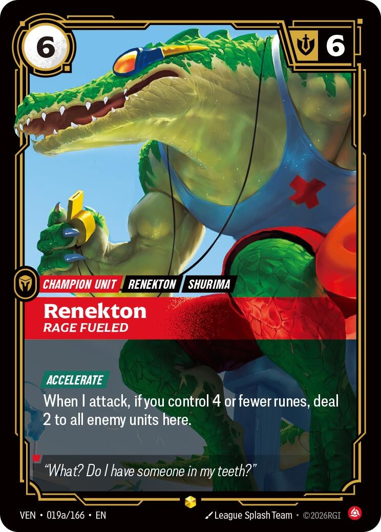 Renekton, Rage Fueled (Alternate Art) (019a/166) (VEN)