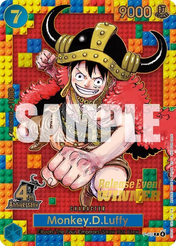 Monkey.D.Luffy (4th Anniversary) (Winner) (P-110) (OP-PR)