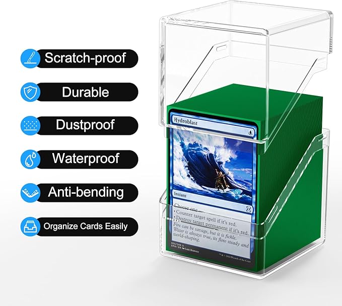 Card Deck Case, Clear Deck Box with 100 Pack Card Sleeves and Divider, Standard Size Commander Deck Storage Box Perfect Fit for MTG, Sport, Trading Cards ( white/Red/Green/Blue/Purple )