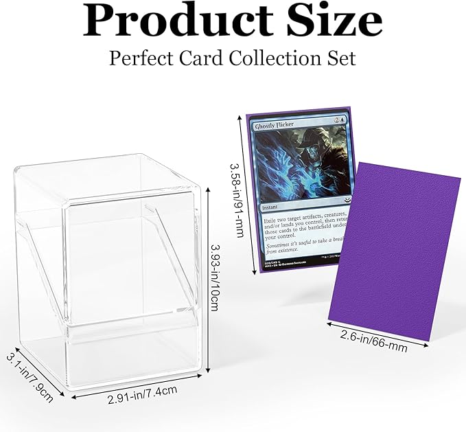 Card Deck Case, Clear Deck Box with 100 Pack Card Sleeves and Divider, Standard Size Commander Deck Storage Box Perfect Fit for MTG, Sport, Trading Cards ( white/Red/Green/Blue/Purple )