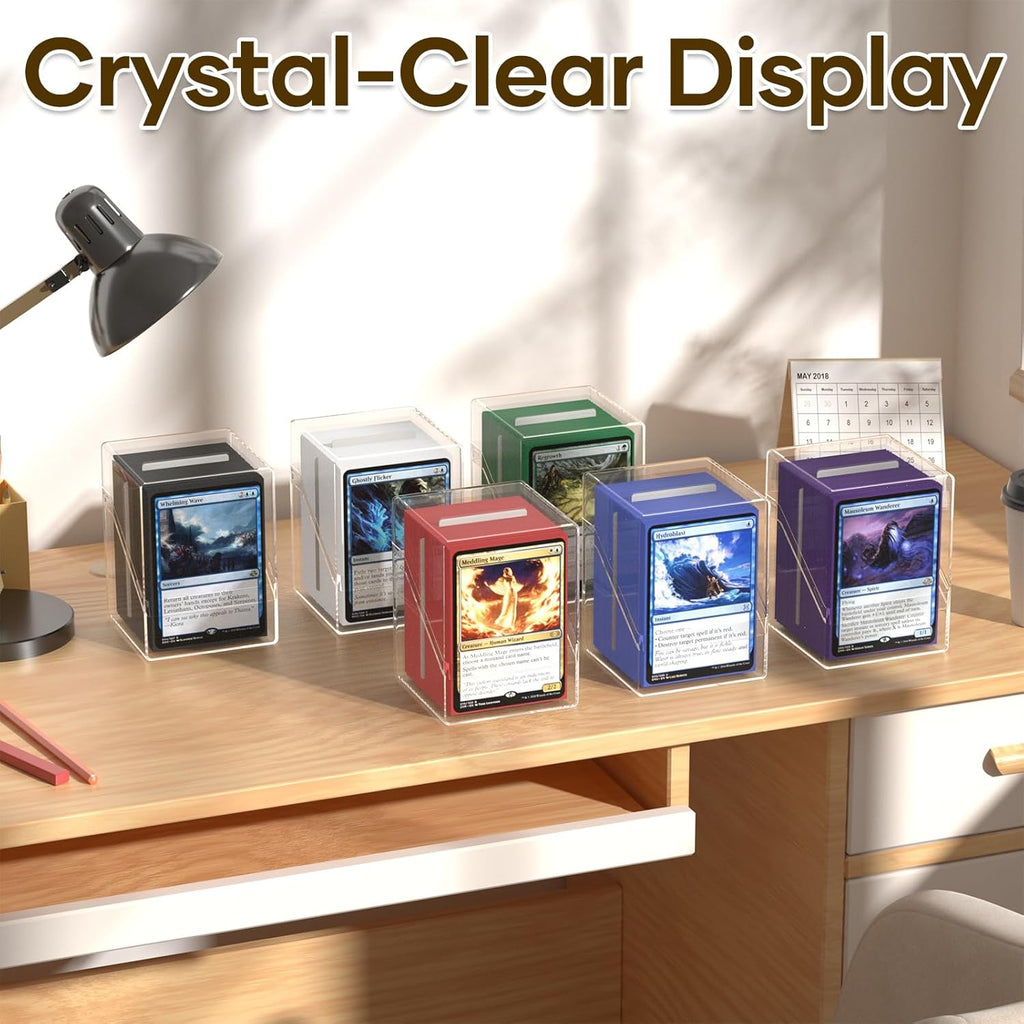 Card Deck Case, Clear Deck Box with 100 Pack Card Sleeves and Divider, Standard Size Commander Deck Storage Box Perfect Fit for MTG, Sport, Trading Cards ( white/Red/Green/Blue/Purple )