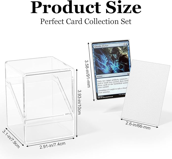 Card Deck Case, Clear Deck Box with 100 Pack Card Sleeves and Divider, Standard Size Commander Deck Storage Box Perfect Fit for MTG, Sport, Trading Cards ( white/Red/Green/Blue/Purple )