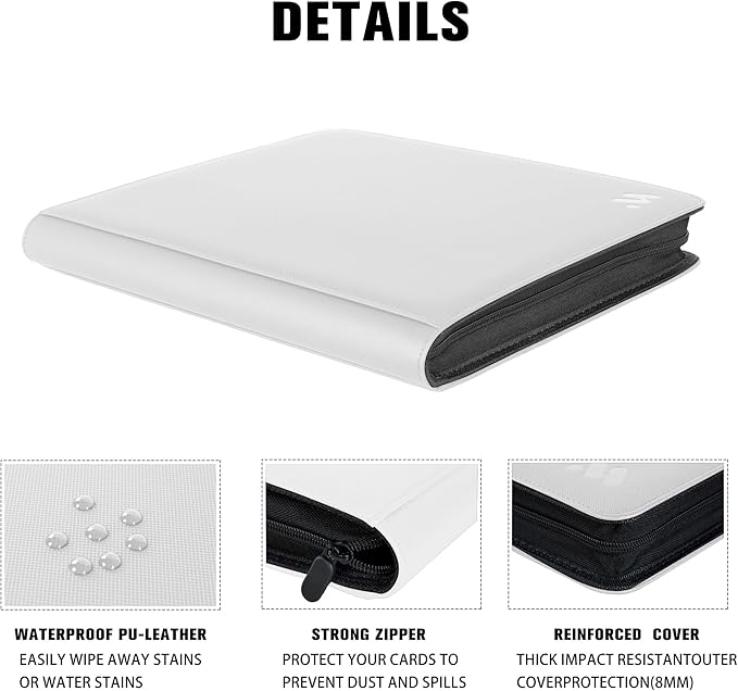Morabto 16 Pockets Card Binder Ringless Side Loading Trading Card Album