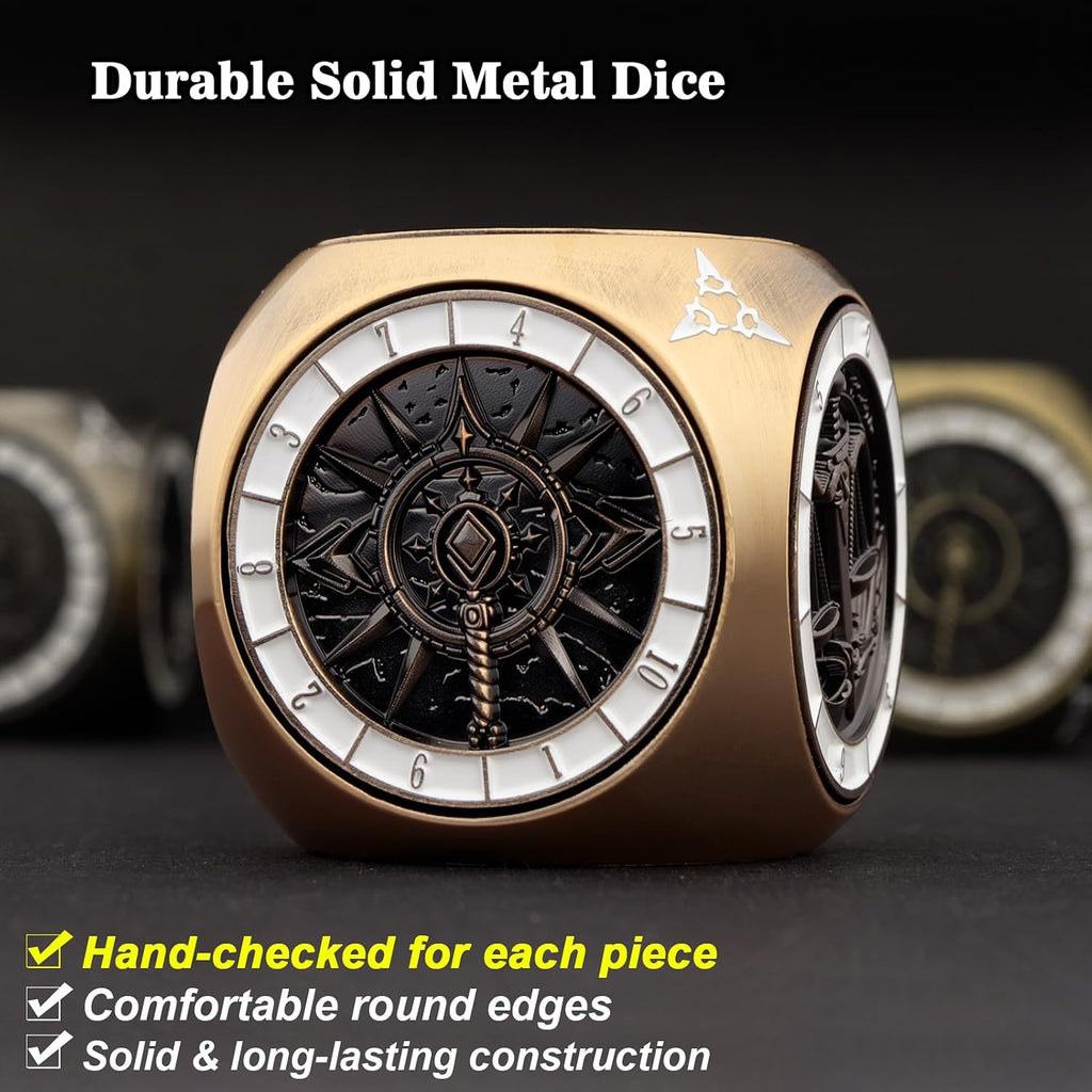 PJOY 7 in 1 DND Dice Set Metal Cube Dice Spinner