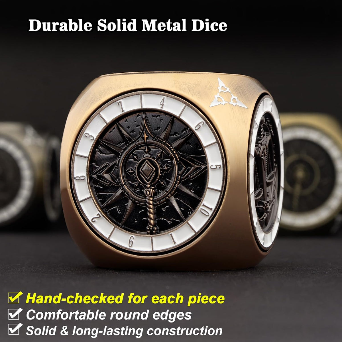 PJOY 7 in 1 DND Dice Set Metal Cube Dice Spinner