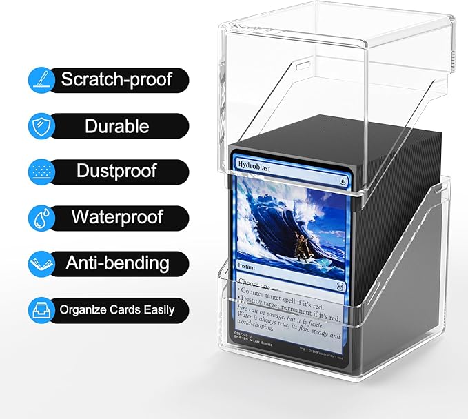 Card Deck Case, Clear Deck Box with 100 Pack Card Sleeves and Divider, Standard Size Commander Deck Storage Box Perfect Fit for MTG, Sport, Trading Cards ( white/Red/Green/Blue/Purple )