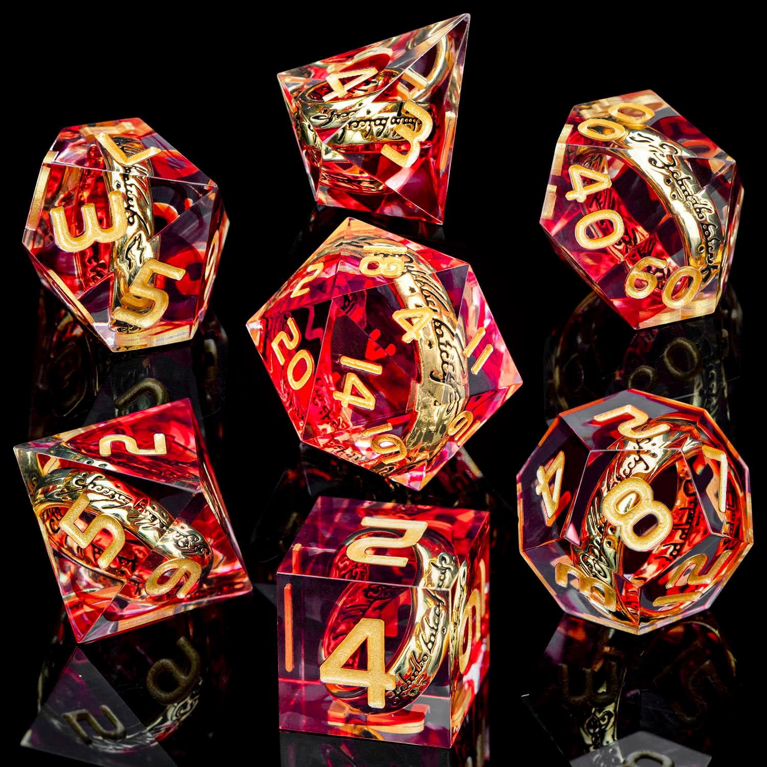 ORIFANTOU Magic Golden Ring DND Dice set Sharp edge