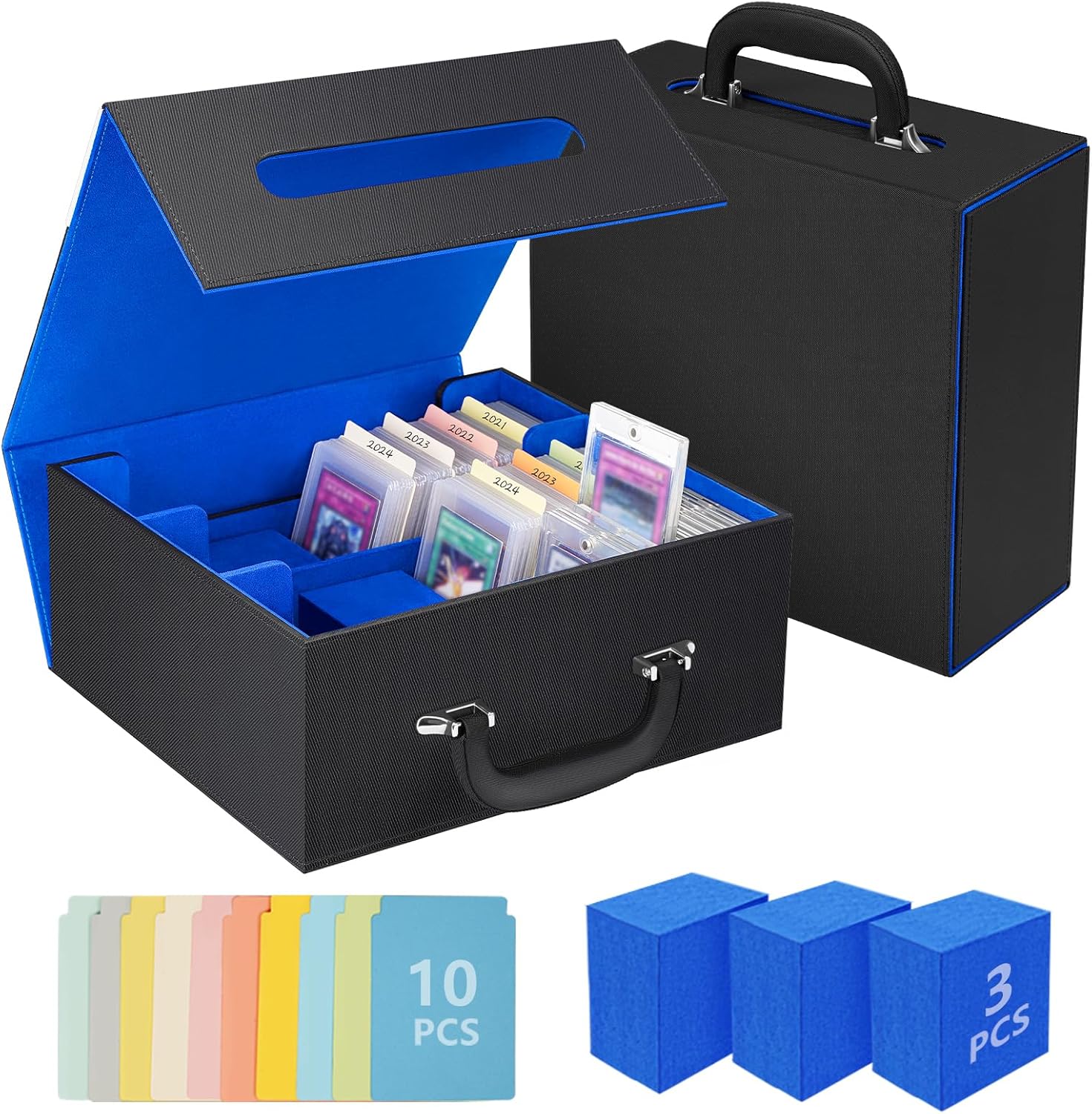 Ytonet Trading Card Storage Box for Top Loader, 1800+ MTG Deck Box with Handle
