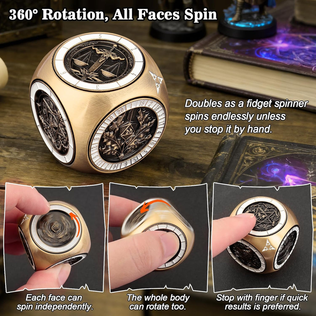 PJOY 7 in 1 DND Dice Set Metal Cube Dice Spinner