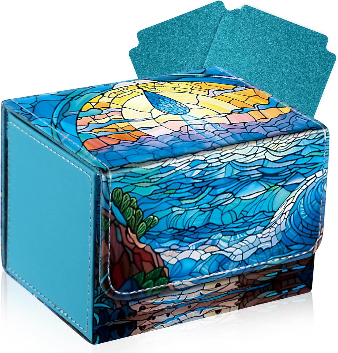 Wonderjune® Leather Card Deck Case Holds 120+