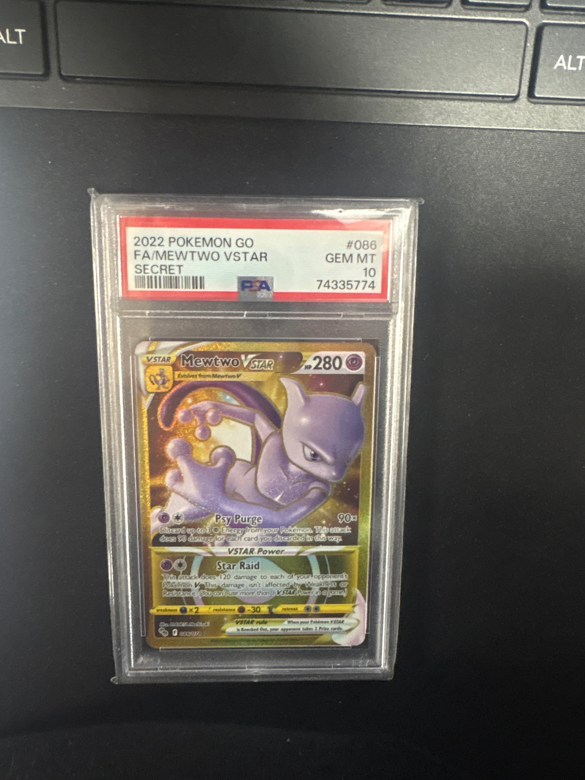 Fa/Mewtwo Vstar Secret Pokemon Go 086 NM PSA 10