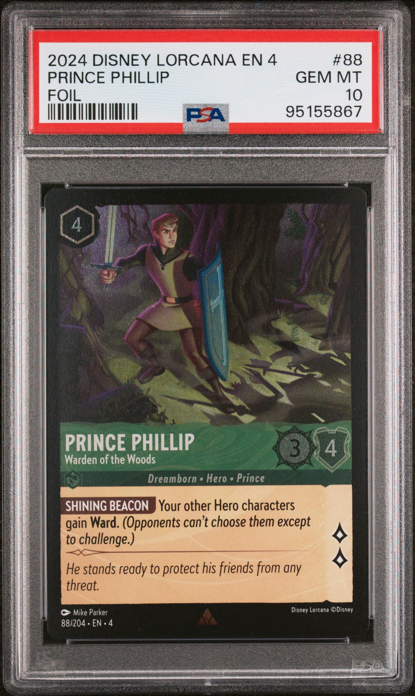 Prince Phillip Foil Disney Lorcana En 4-Ursula'S Return 88 NM PSA 10