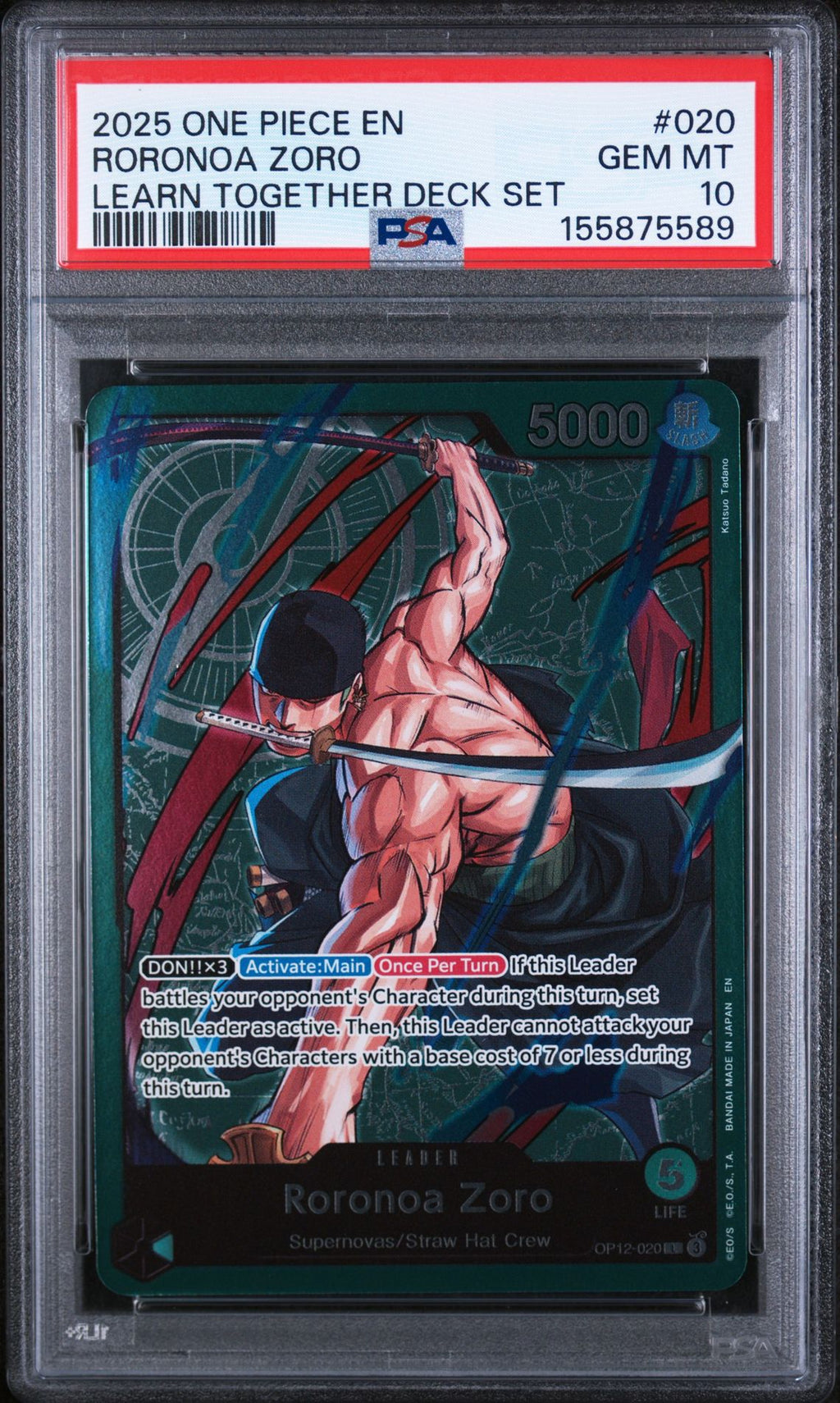 RORONOA ZORO 2025 ONE PIECE LEARN TOGETHER DECK SET PSA GEM MT 10