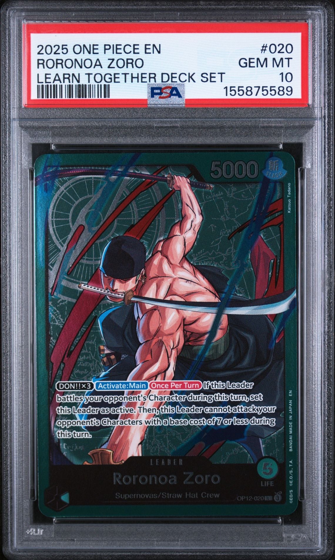 RORONOA ZORO 2025 ONE PIECE LEARN TOGETHER DECK SET PSA GEM MT 10