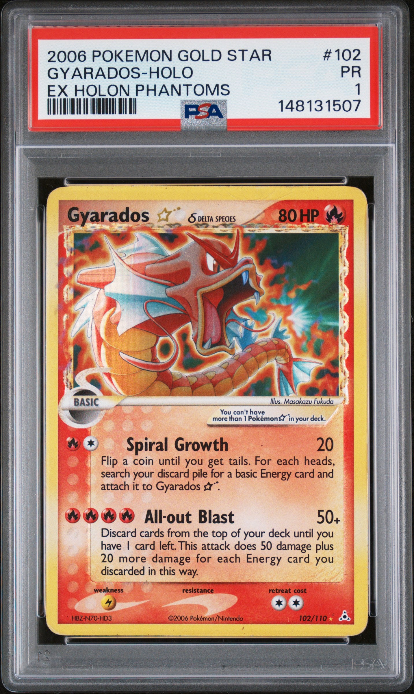Gyarados-Holo Ex Holon Phantoms Pokemon Ex Holon Phantoms 102 NM PSA 1