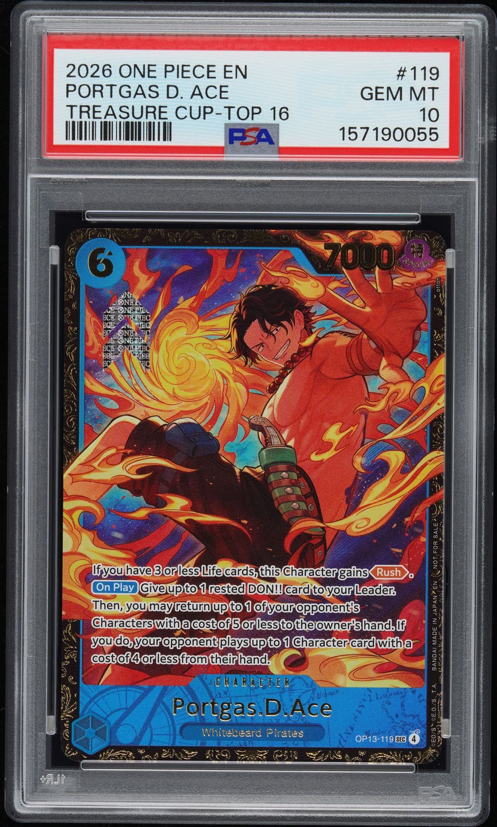Portgas D. Ace Treasure Cup-Top 16 One Piece Promos 119 NM PSA 10