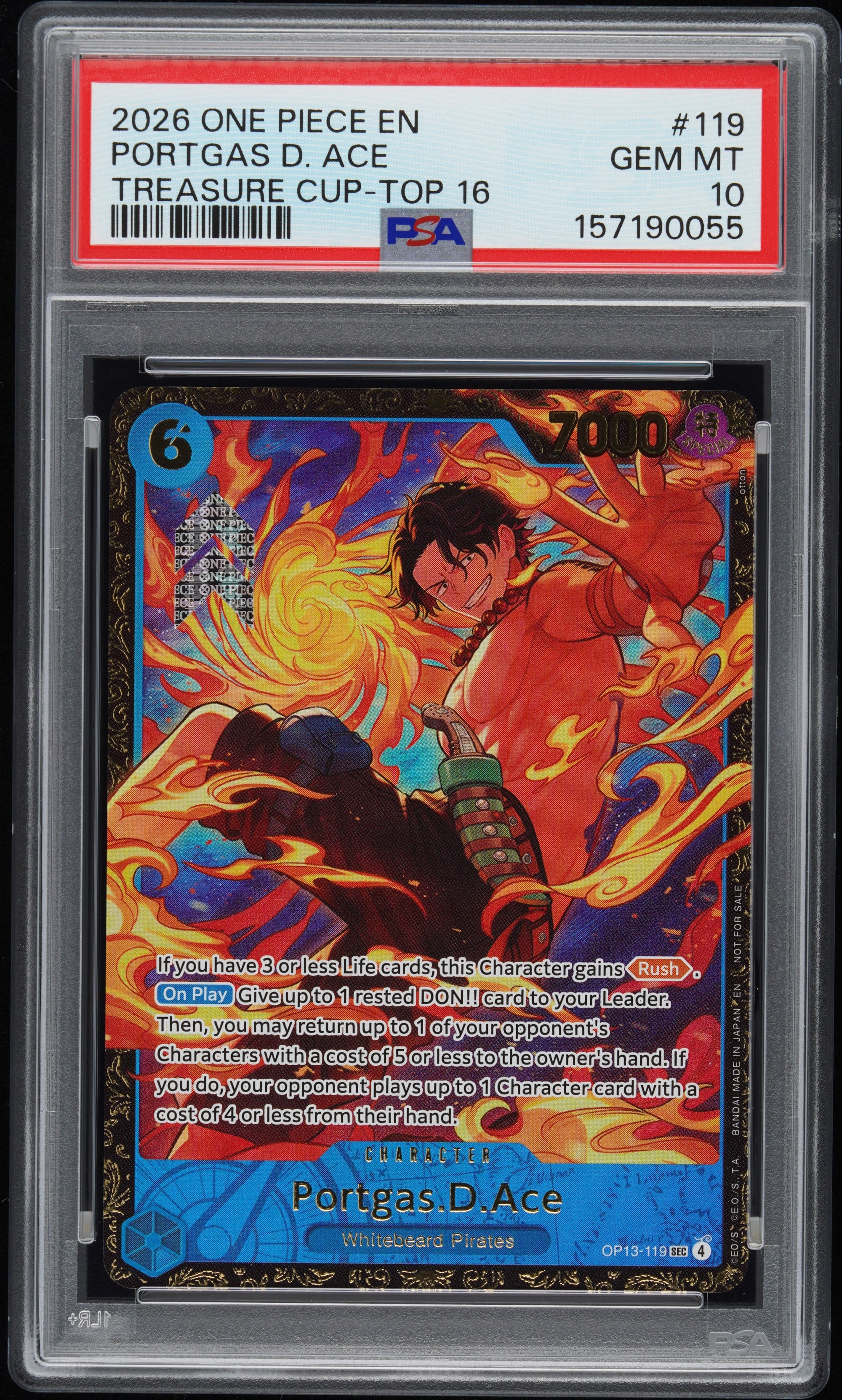 Portgas D. Ace Treasure Cup-Top 16 One Piece Promos 119 NM PSA 10